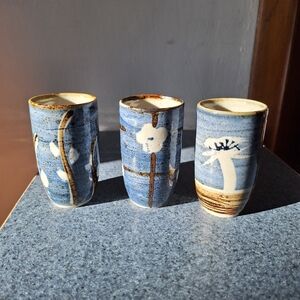 Vintage 1960's Otagiri Japanese Hand Painted Sake Cups, 4 Oz, Set of 3